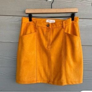 philosophy republic faux suede mustard yellow skirt size 2 new with tag
